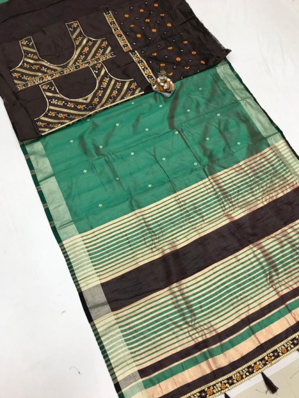 Dual Blouse Banarasi Cotton Silk Saree