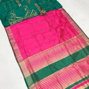 Dual Blouse Banarasi Cotton Silk Saree - Image 5