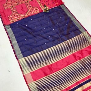 Dual Blouse Banarasi Cotton Silk Saree - Image 2