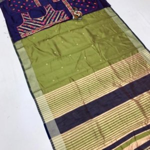 Dual Blouse Banarasi Cotton Silk Saree