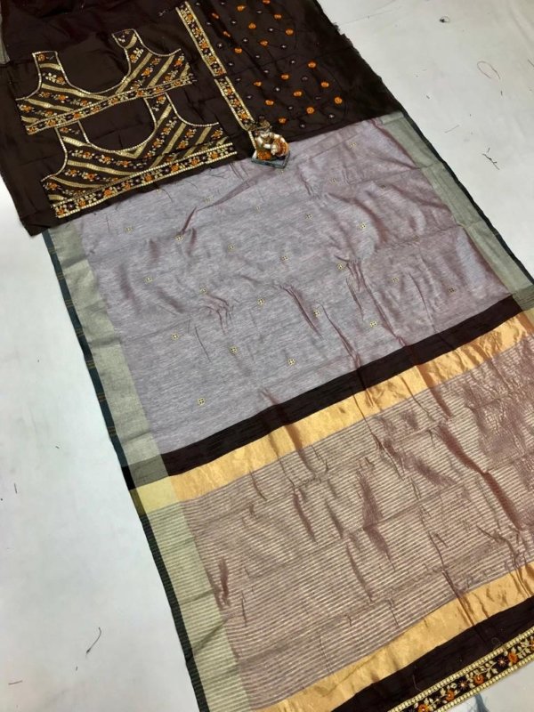 Dual Blouse Banarasi Cotton Silk Saree