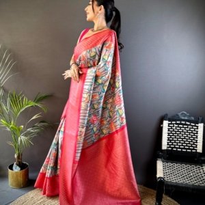 Floral Paithani Lichi Silk Saree - Image 3