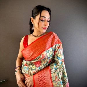Floral Paithani Lichi Silk Saree