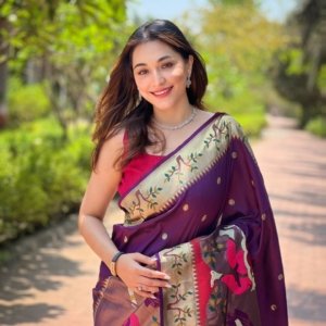 Dancer Meenakari Kanchivaram Paithani Silk Saree - Image 2