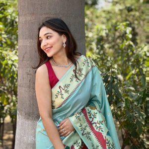 Dancer Meenakari Kanchivaram Paithani Silk Saree - Image 7