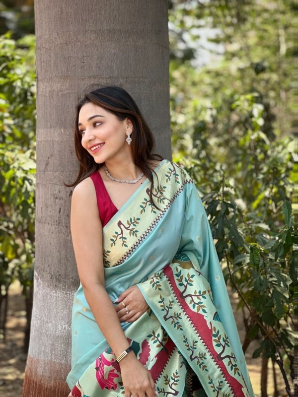 Dancer Meenakari Kanchivaram Paithani Silk Saree