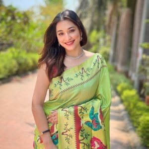 Dancer Meenakari Kanchivaram Paithani Silk Saree - Image 4