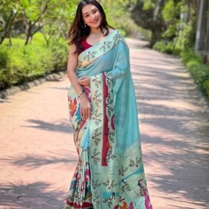 Dancer Meenakari Kanchivaram Paithani Silk Saree