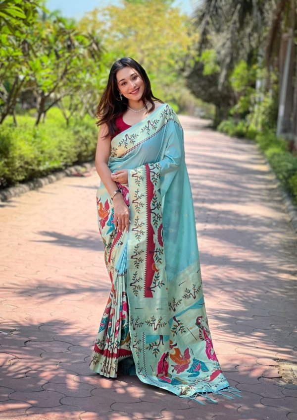 Dancer Meenakari Kanchivaram Paithani Silk Saree