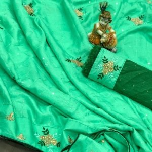 Dola Silk Embroidery Designer Saree - Image 3