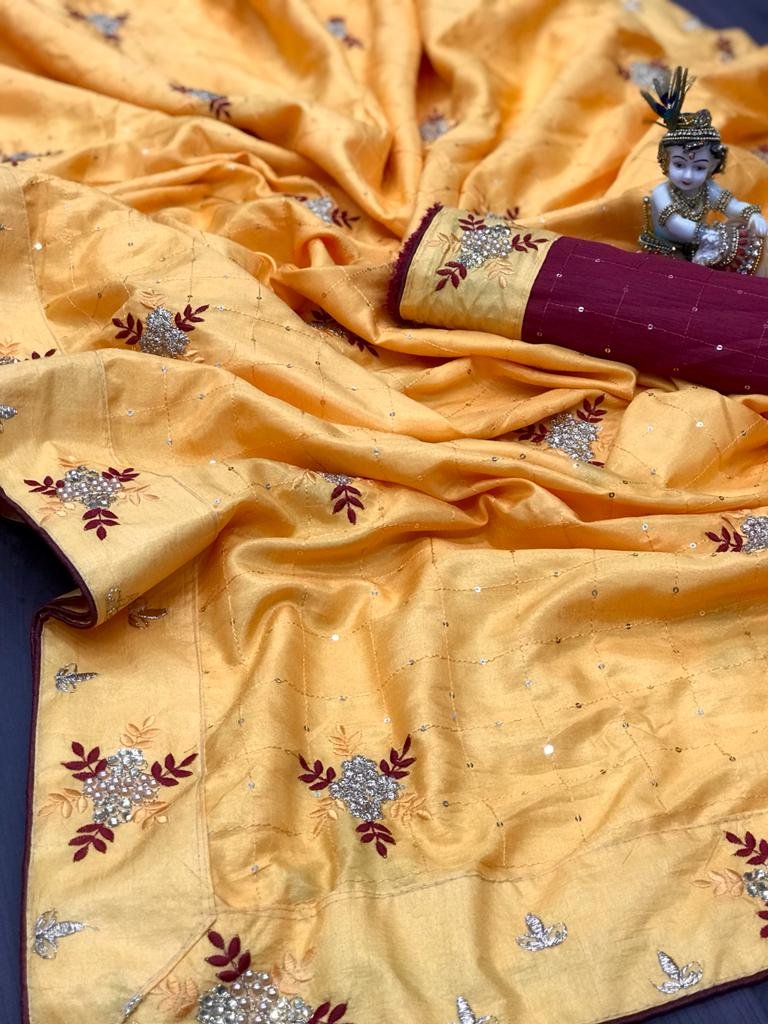 Dola Silk Embroidery Designer Saree - Image 2
