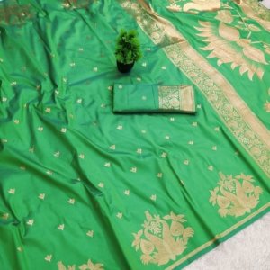 Kiger Swan Zari Banarasi Silk Saree - Image 7