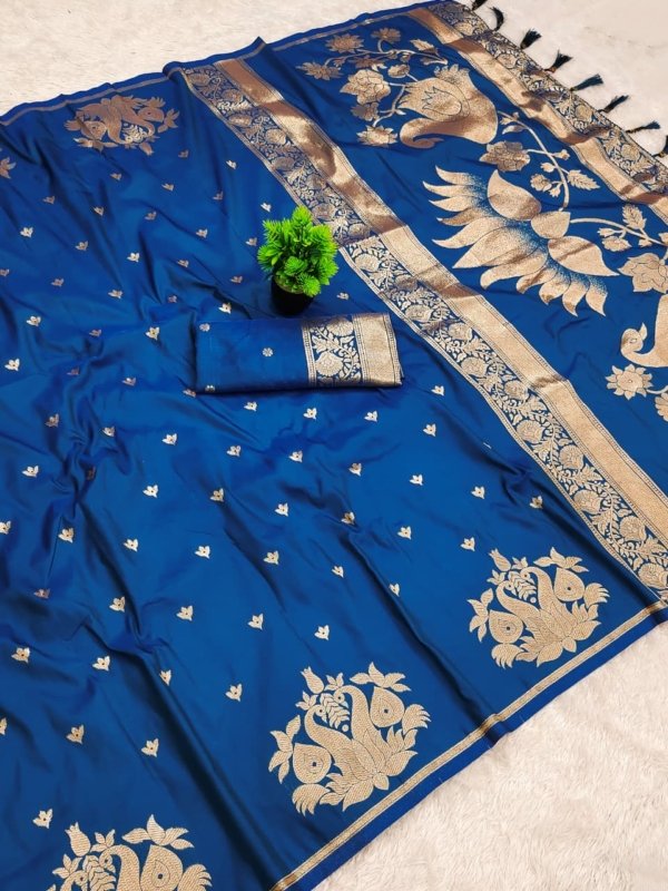 Kiger Swan Zari Banarasi Silk Saree