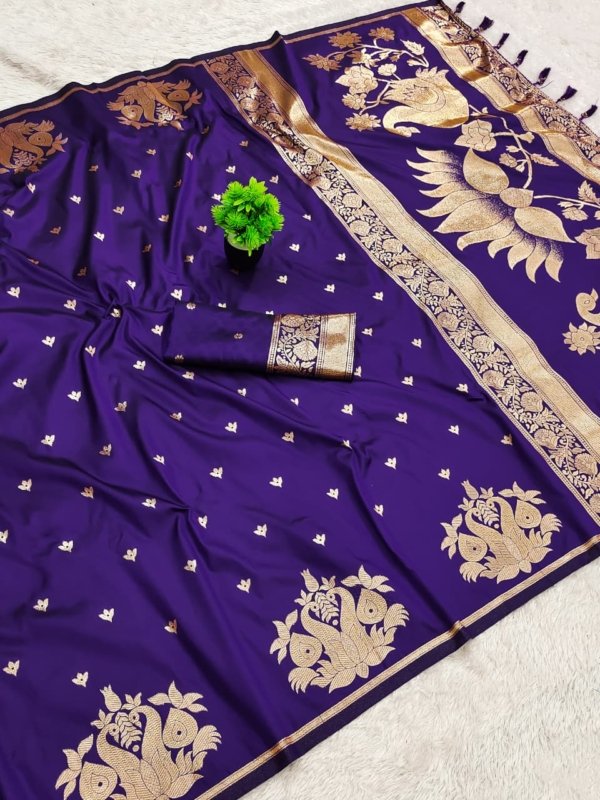 Kiger Swan Zari Banarasi Silk Saree