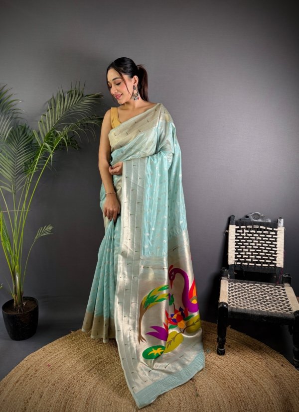 Mina Butti Paithani Tissue Silk Saree