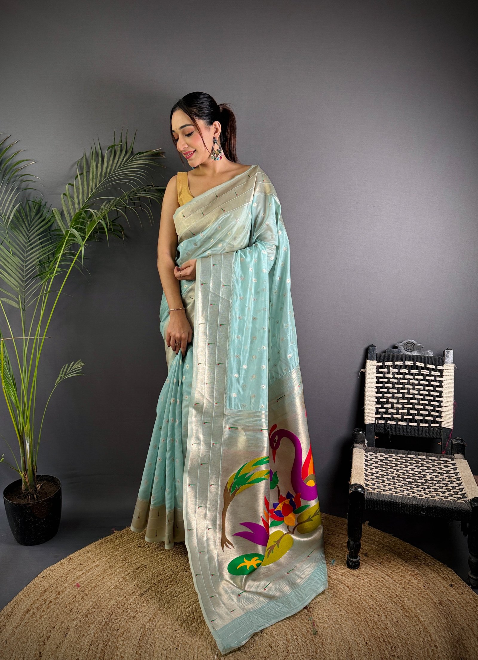 Mina Butti Paithani Tissue Silk Saree - Image 1