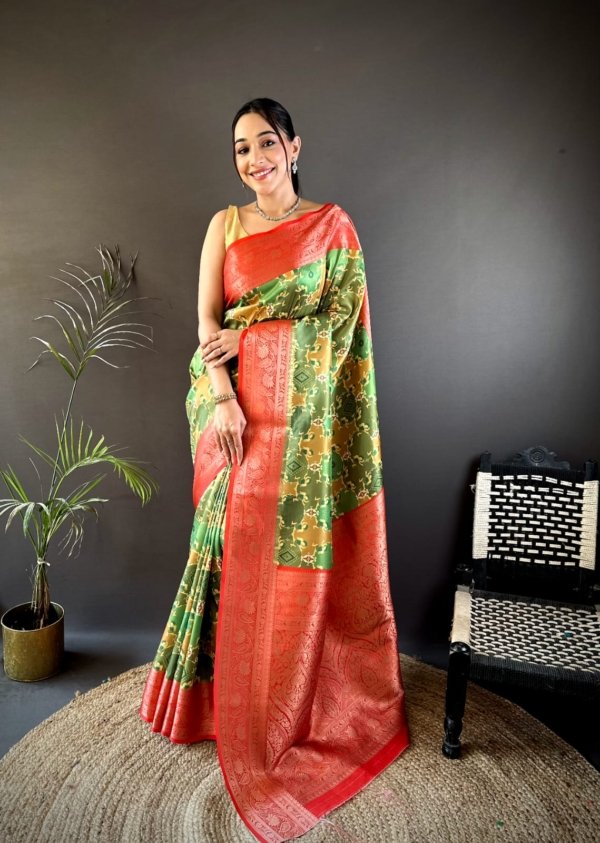 Digital Grace Lichi Silk Saree