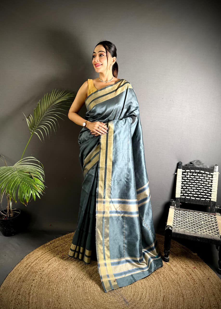 Royal Raw Silk Weaving Saree - Image 5