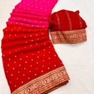 Glam Foil Georgette Silk Saree - Image 4
