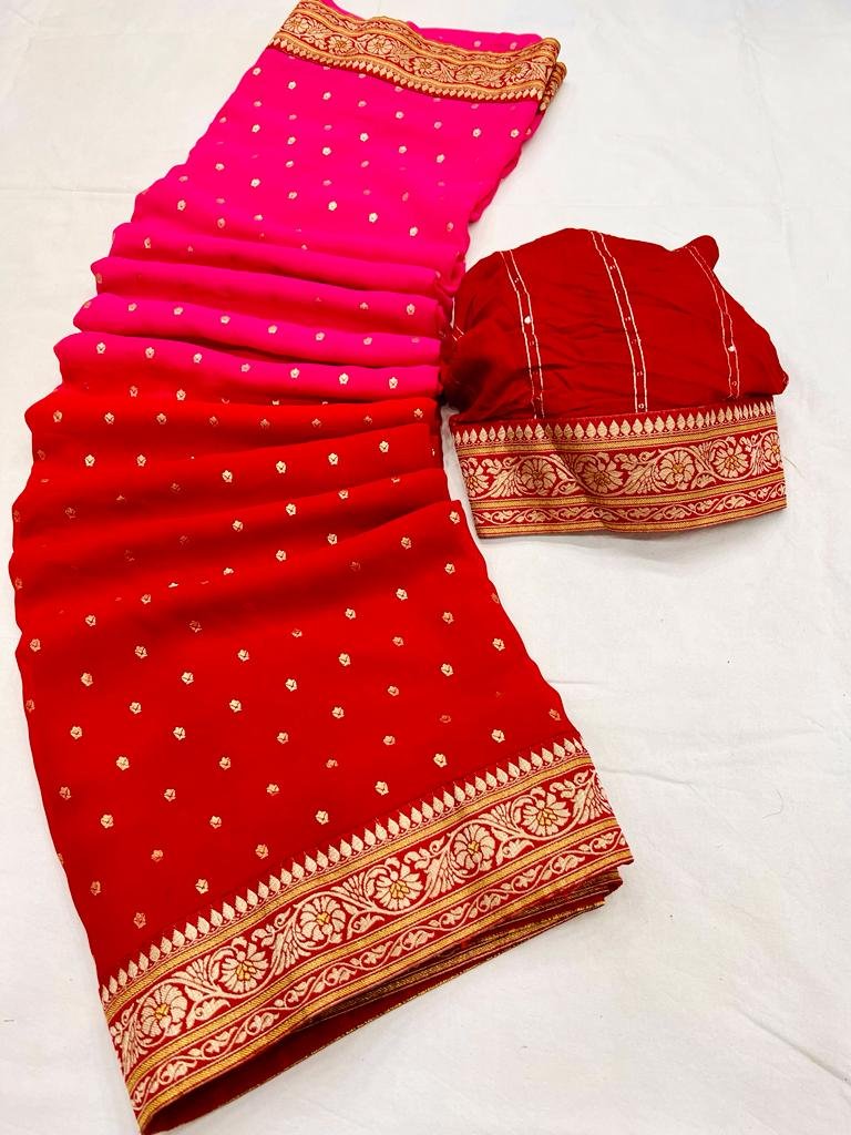 Glam Foil Georgette Silk Saree - Image 4