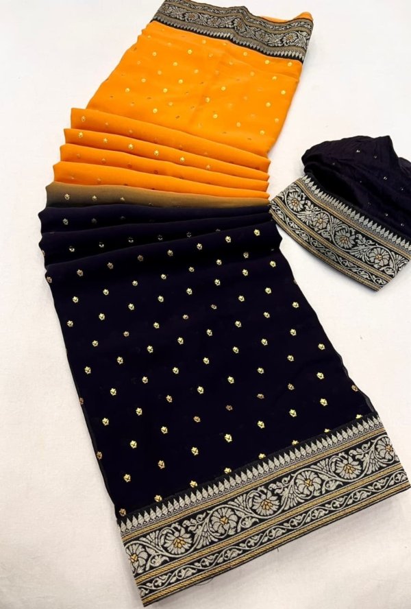 Glam Foil Georgette Silk Saree