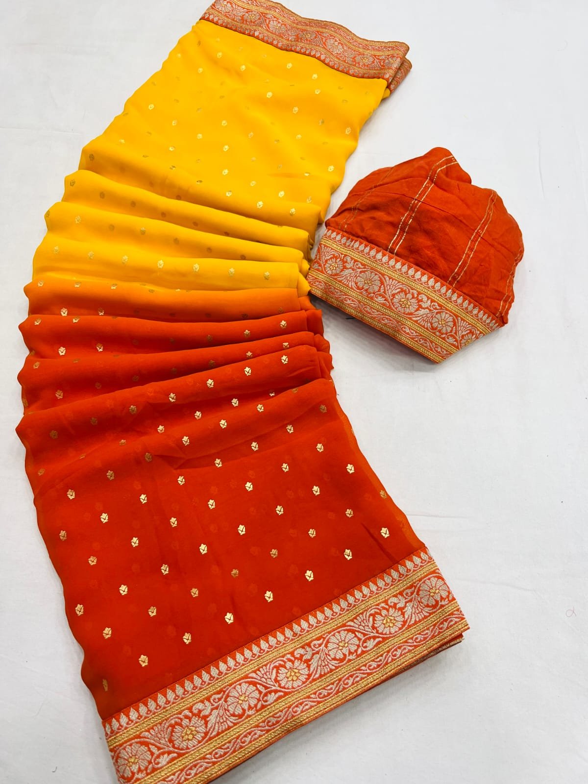 Glam Foil Georgette Silk Saree - Image 1