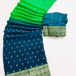 Glam Foil Georgette Silk Saree - Image 3