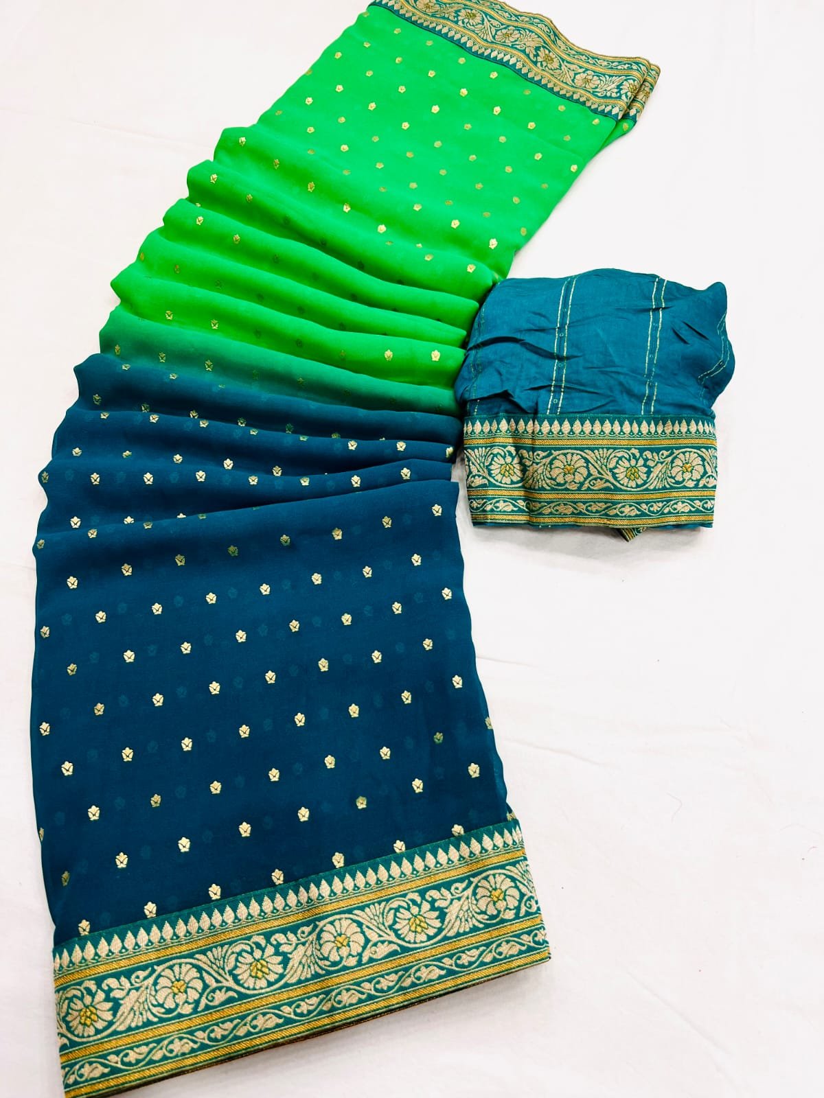 Glam Foil Georgette Silk Saree - Image 3