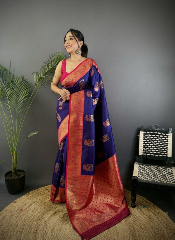 Ferrari Peacock Banarasi Silk Saree