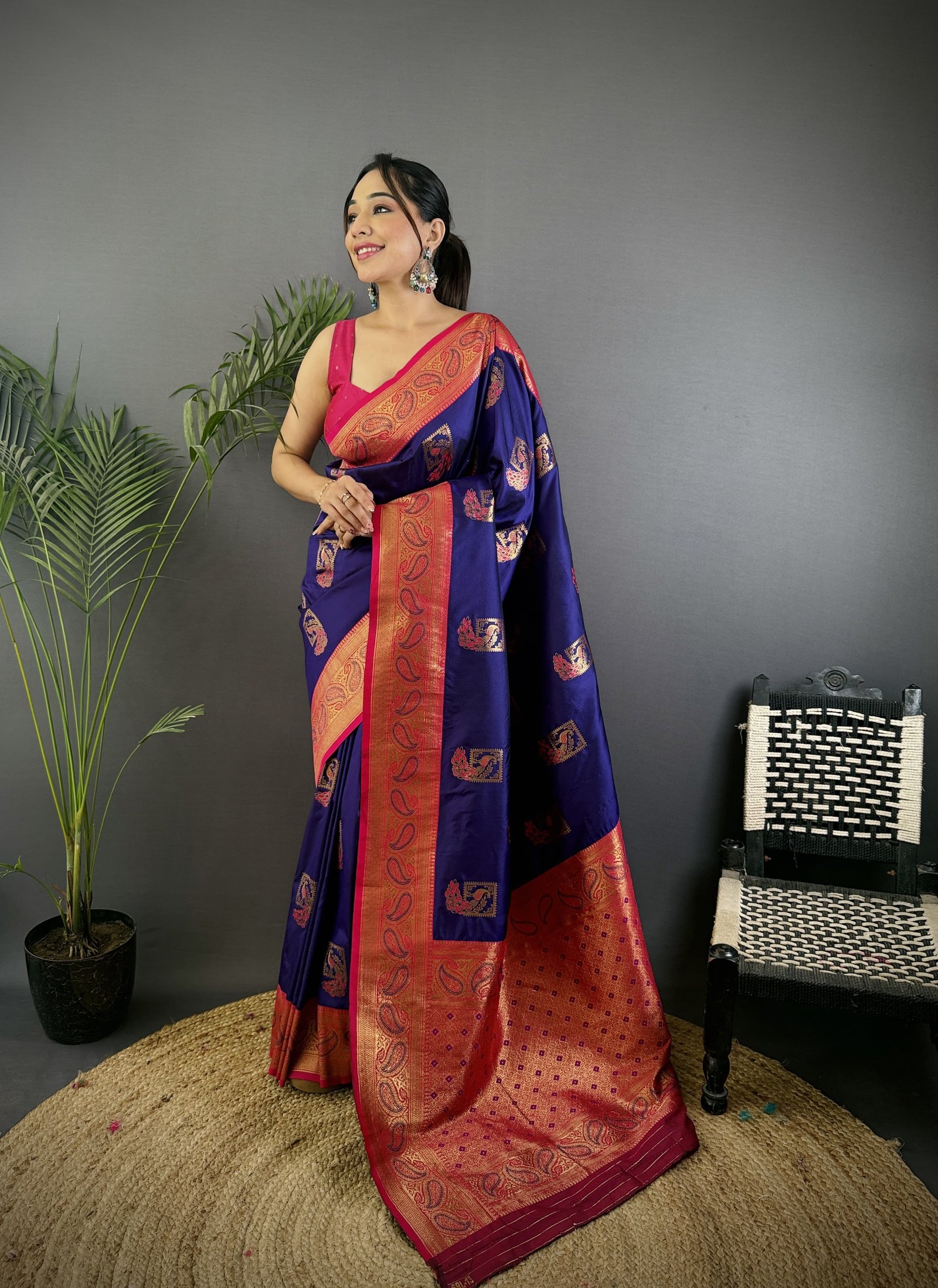 Ferrari Peacock Banarasi Silk Saree - Image 3