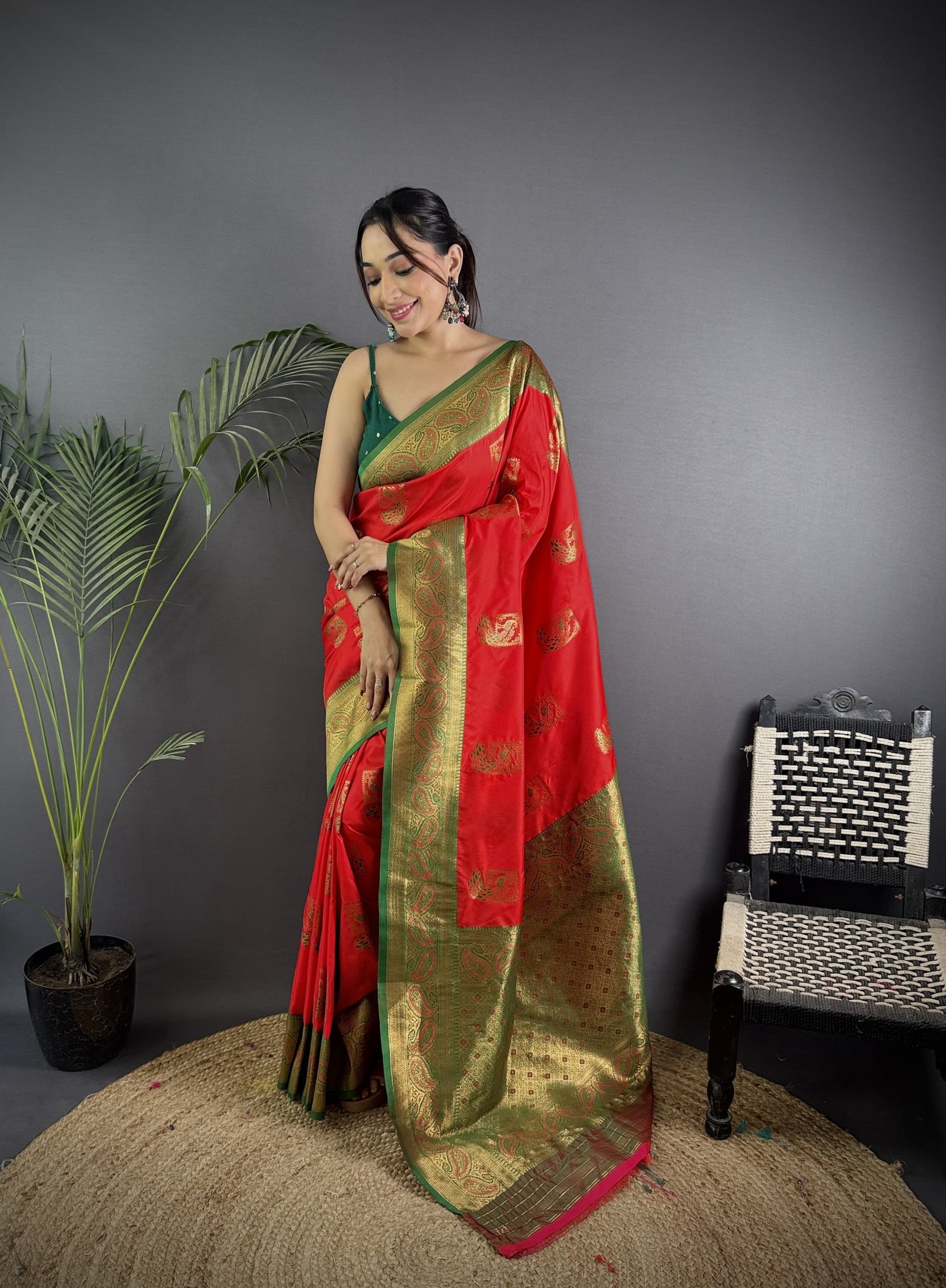 Ferrari Peacock Banarasi Silk Saree - Image 6