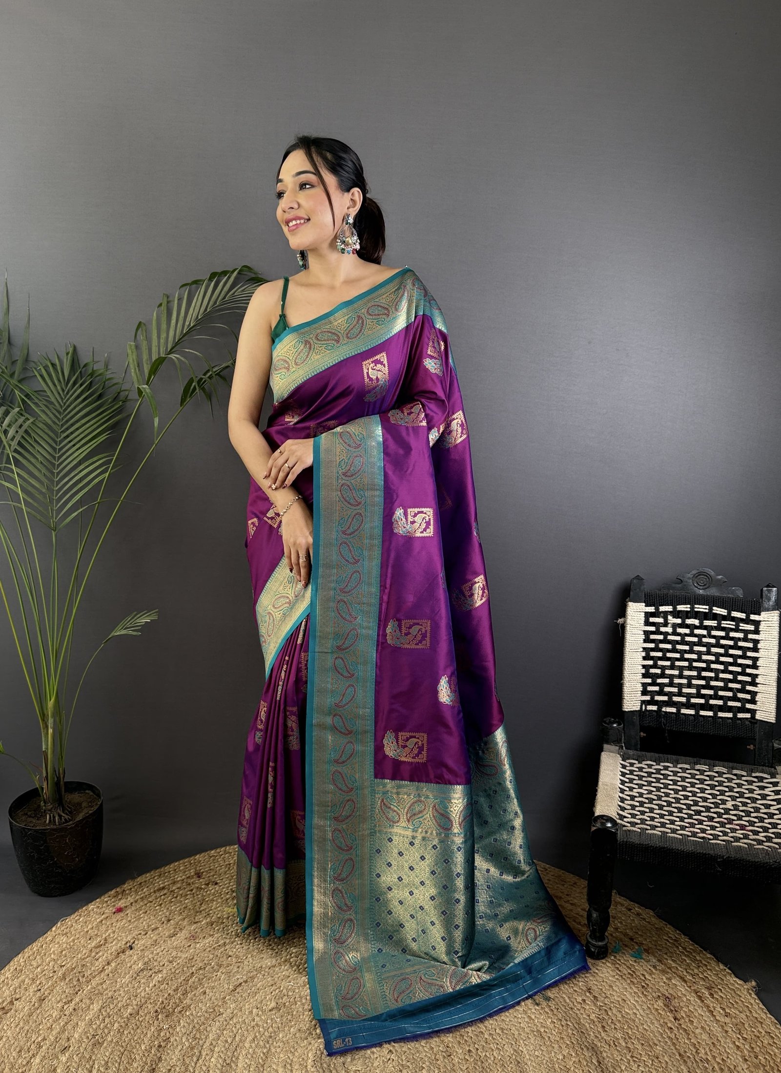 Ferrari Peacock Banarasi Silk Saree - Image 1