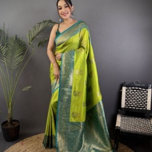 Ferrari Peacock Banarasi Silk Saree - Image 4