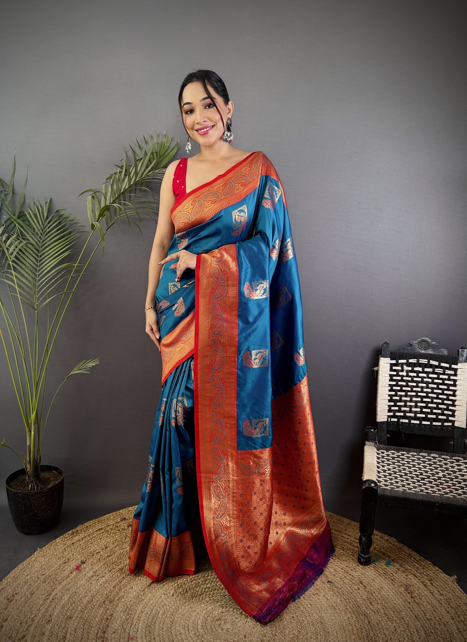 Ferrari Peacock Banarasi Silk Saree - Image 5