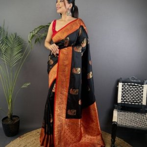 Ferrari Peacock Banarasi Silk Saree - Image 2