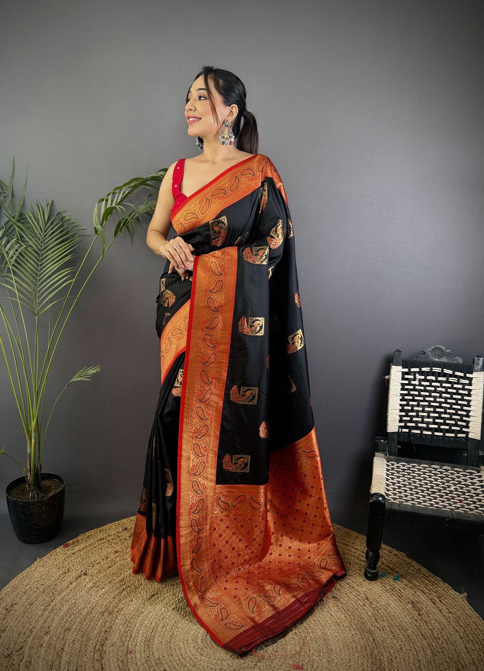 Ferrari Peacock Banarasi Silk Saree - Image 2