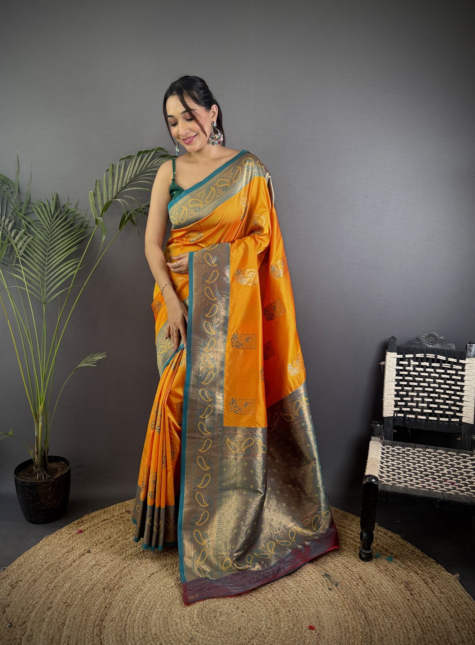 Ferrari Peacock Banarasi Silk Saree - Image 8
