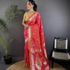 Triber Meenakari Banarasi Silk Saree - Image 6