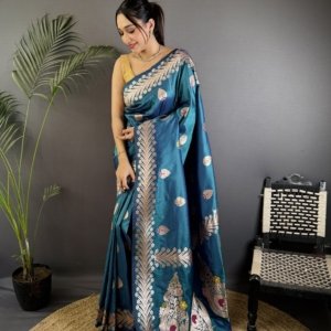 Triber Meenakari Banarasi Silk Saree - Image 9
