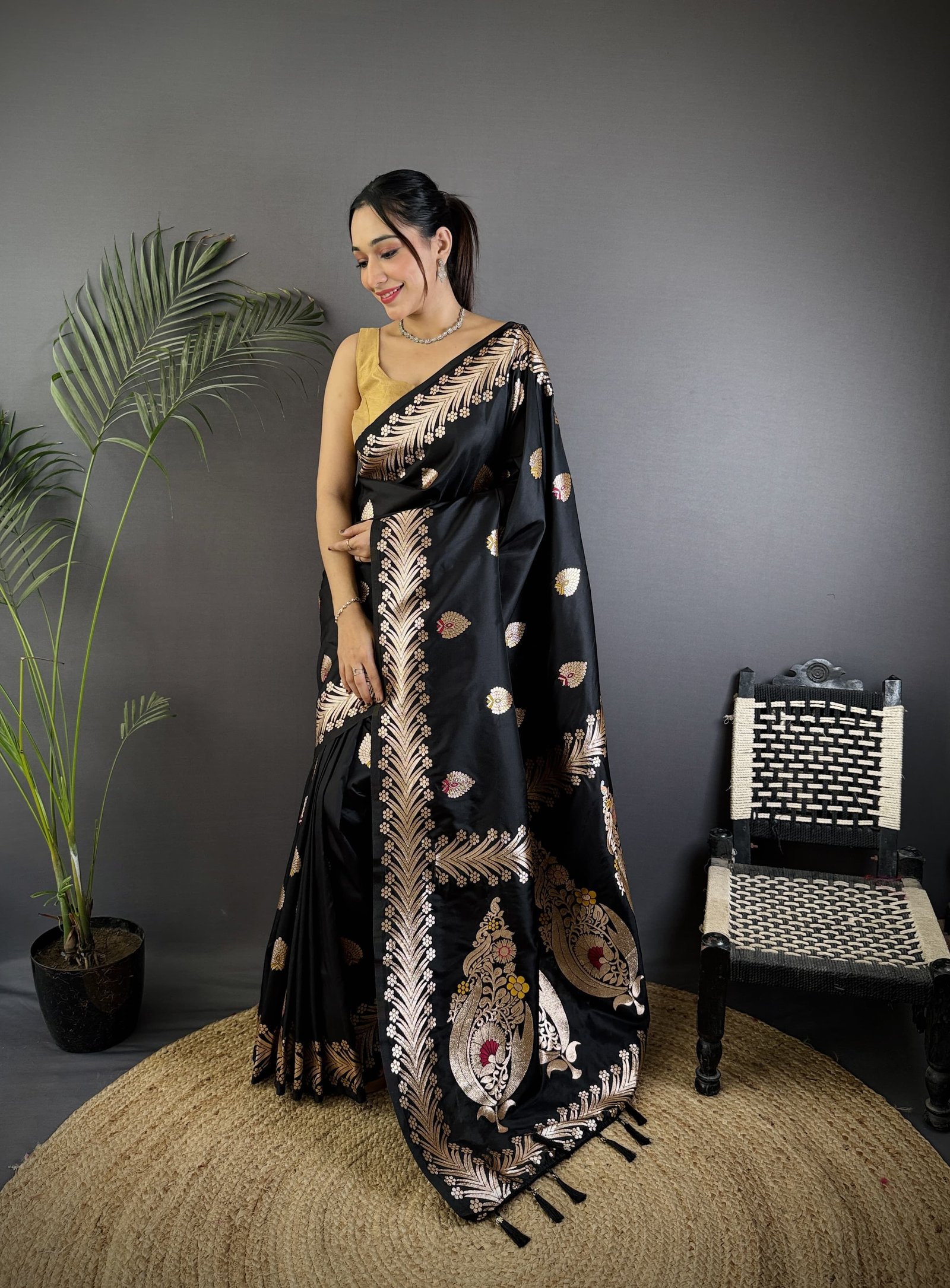 Triber Meenakari Banarasi Silk Saree - Image 2