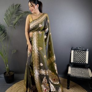 Triber Meenakari Banarasi Silk Saree - Image 4