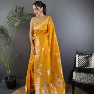Triber Meenakari Banarasi Silk Saree - Image 10