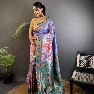 Meenakari Paithani Silk Saree - Image 3