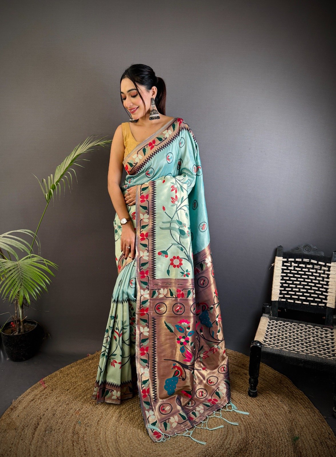Meenakari Paithani Silk Saree - Image 1