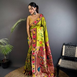 Meenakari Paithani Silk Saree - Image 5