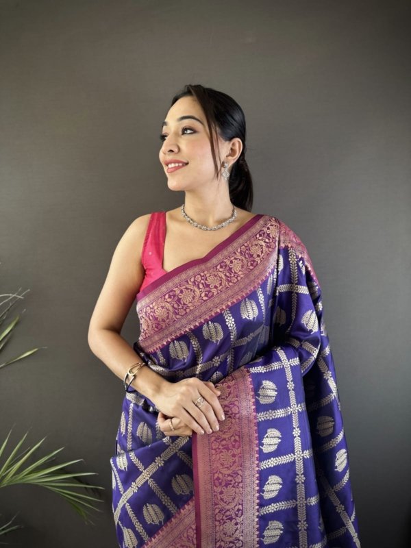 Majestic Gold Zari Lichi Silk Saree