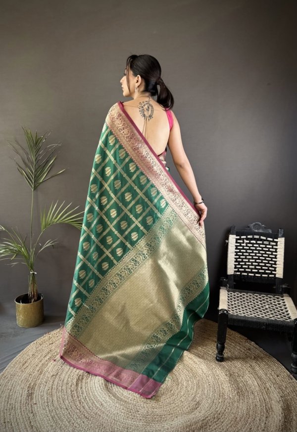 Majestic Gold Zari Lichi Silk Saree