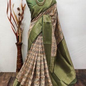 Digital Elegance Lichi Silk Saree - Image 3