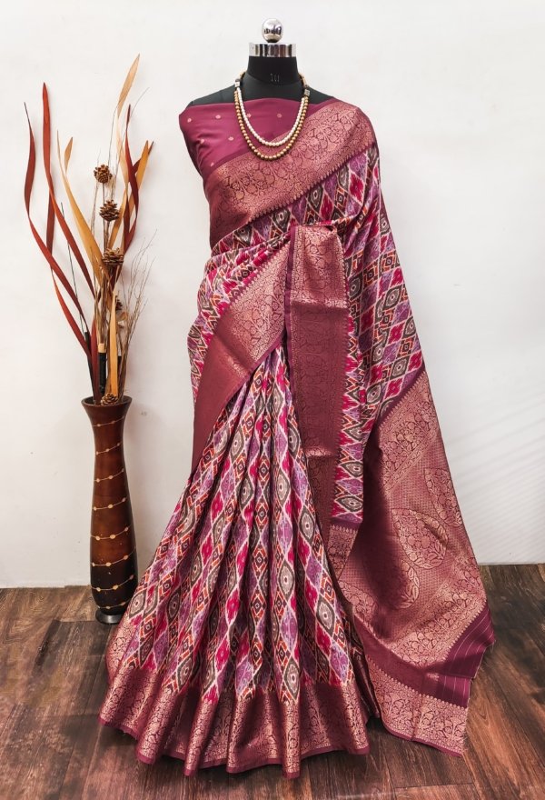 Digital Elegance Lichi Silk Saree