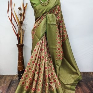 Digital Elegance Lichi Silk Saree - Image 2
